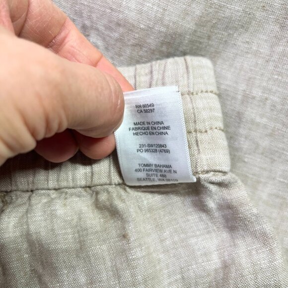 Tommy Bahama Size XS Beige Pull-On Linen Pants Elastic Waist - Picture 7 of 8